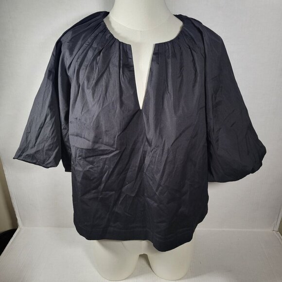 Madewell Tops - Madewell Women Black Cotton Boho Casual Retro Bell Sleeve V-neck Blouse Size 2